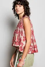 POL Clothing Pintuck Floral Top