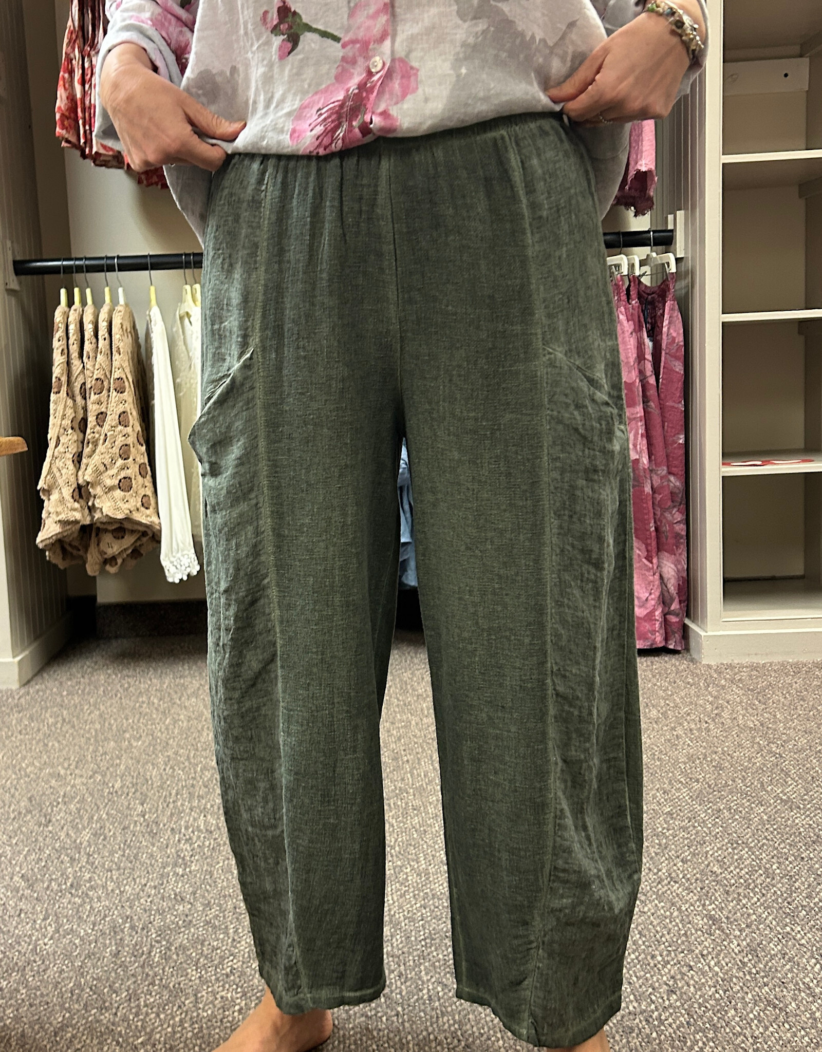 Tempo Paris Linen Barrel Pant