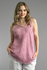 Tempo Paris Frayed Edge Linen Tank