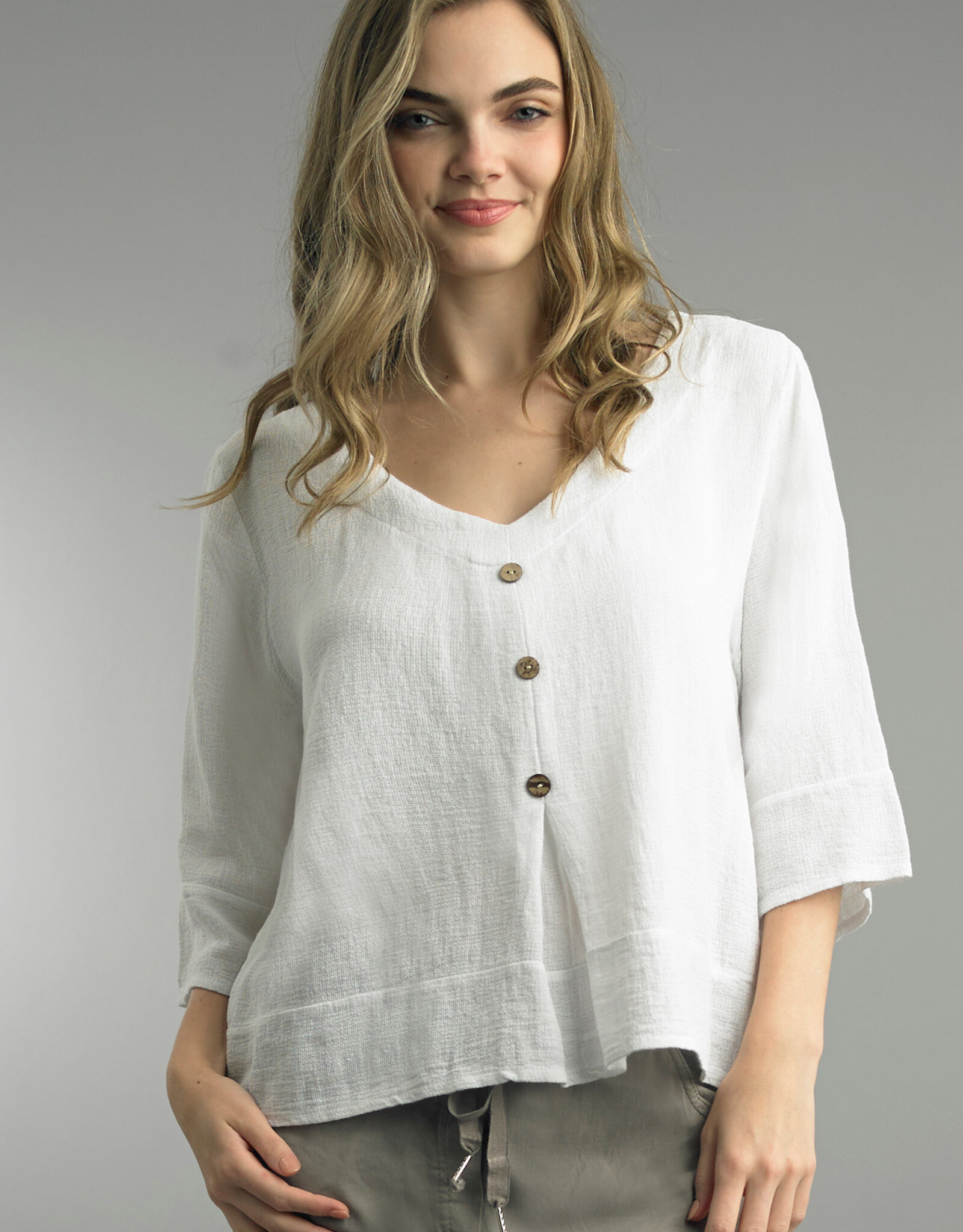 Tempo Paris 3 Button Linen Top