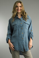 Tempo Paris Linen  Button Up Top