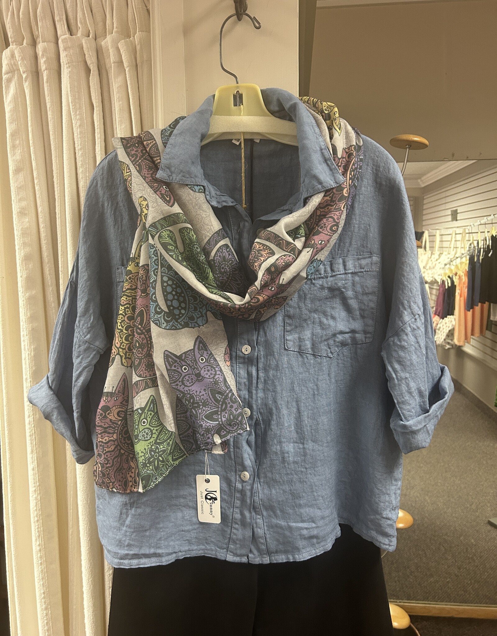 Tempo Paris Linen Cropped Shirt