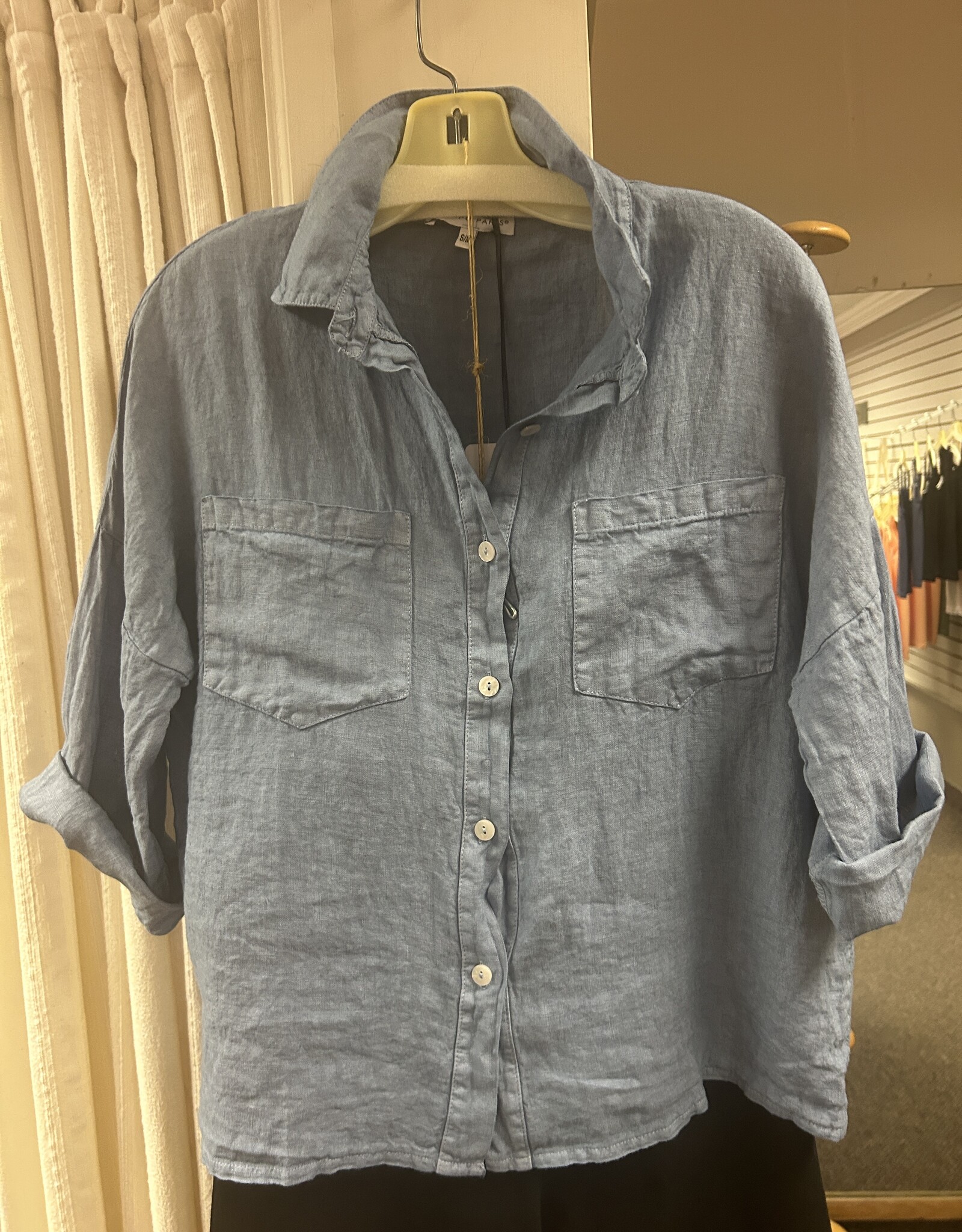 Tempo Paris Linen Cropped Shirt