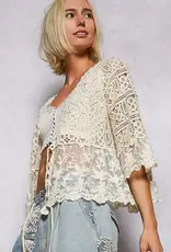 POL Clothing Crochet Floral Cardigan