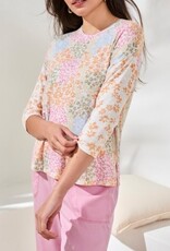 TRIBAL 3/4 Sleeve Floral Crewneck Top