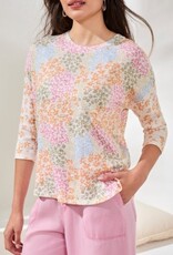 TRIBAL 3/4 Sleeve Floral Crewneck Top