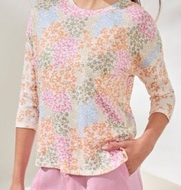 TRIBAL 3/4 Sleeve Floral Crewneck Top