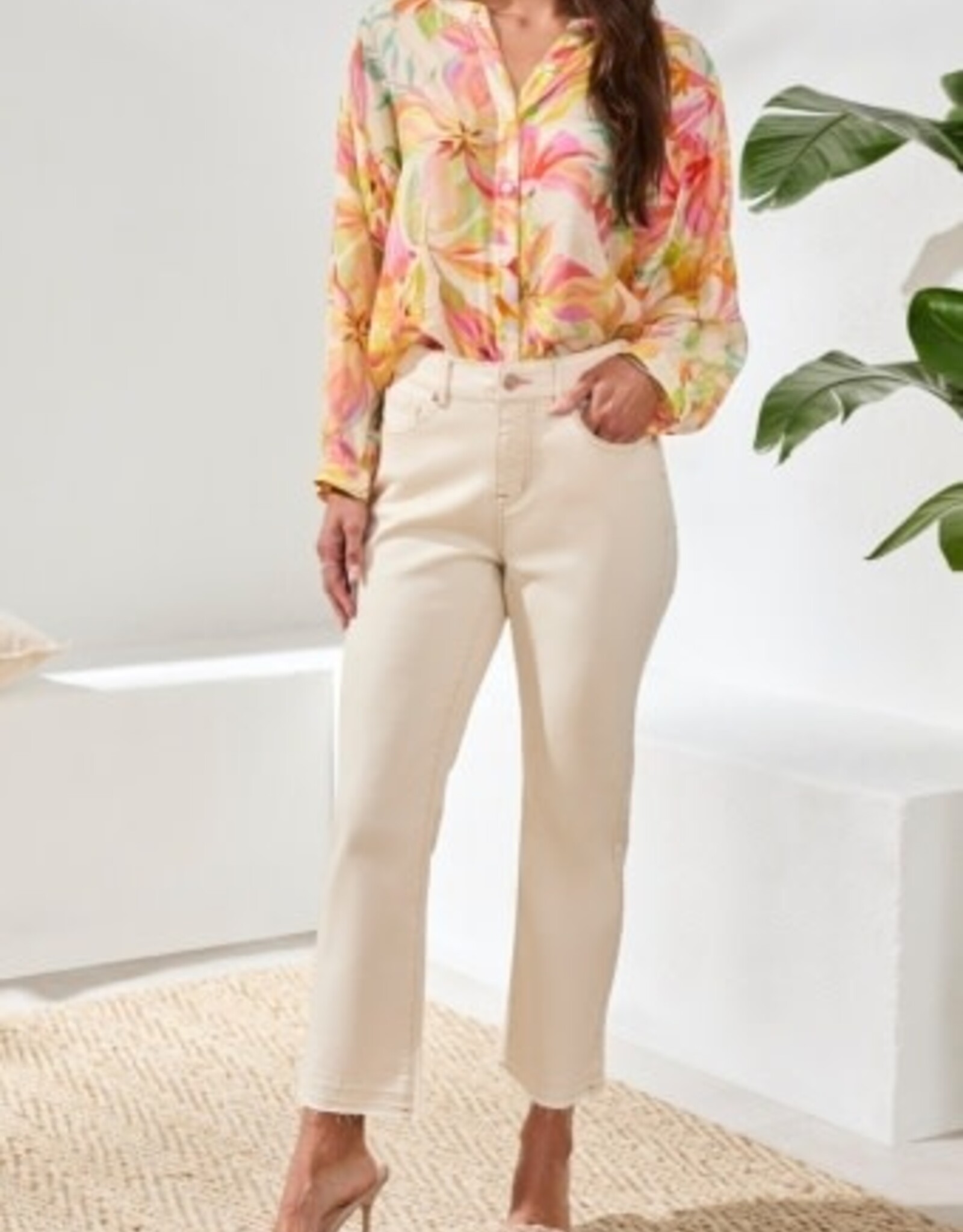 TRIBAL Micro Flare Cropped Jeans