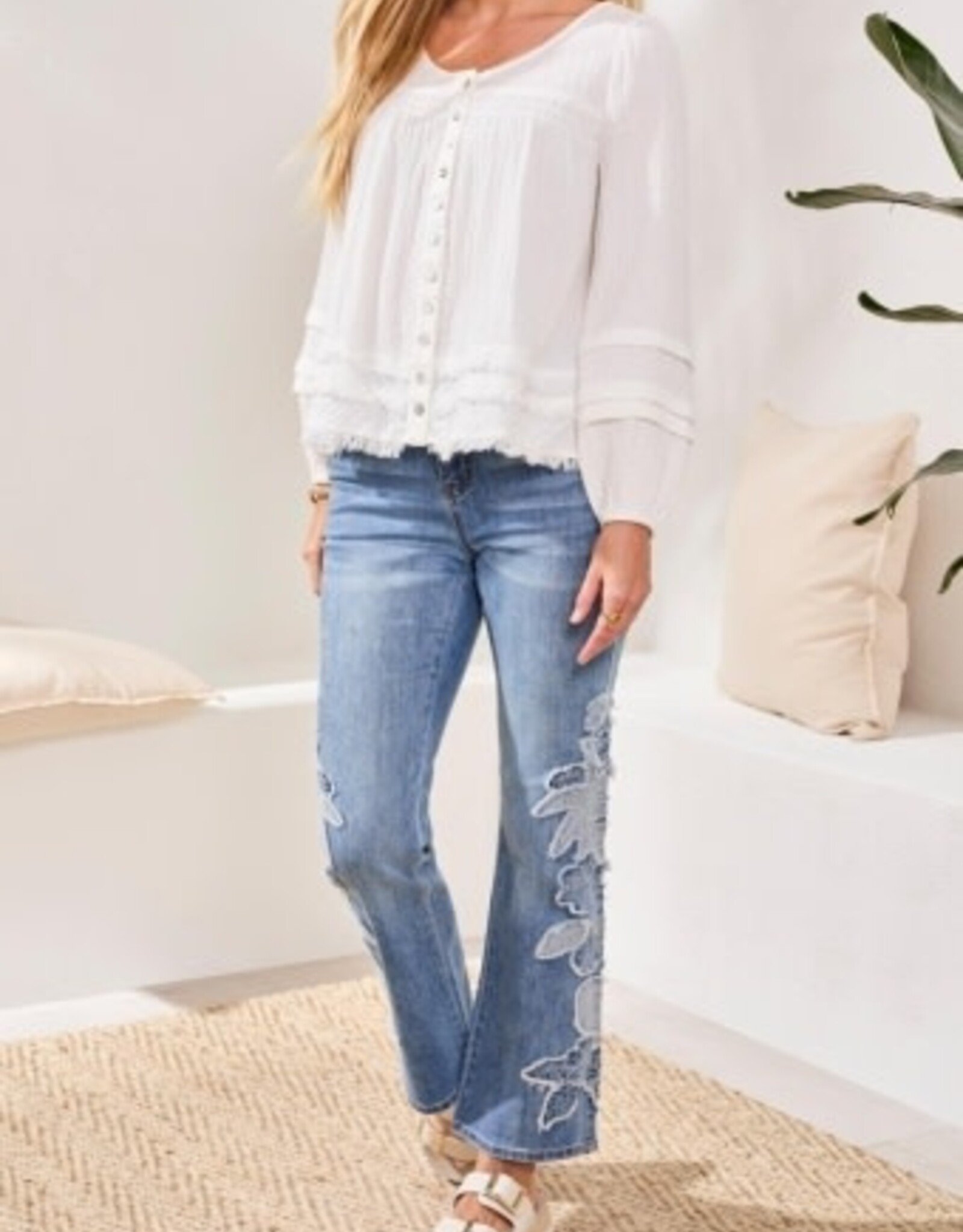 TRIBAL Gauze Button Front  Blouse