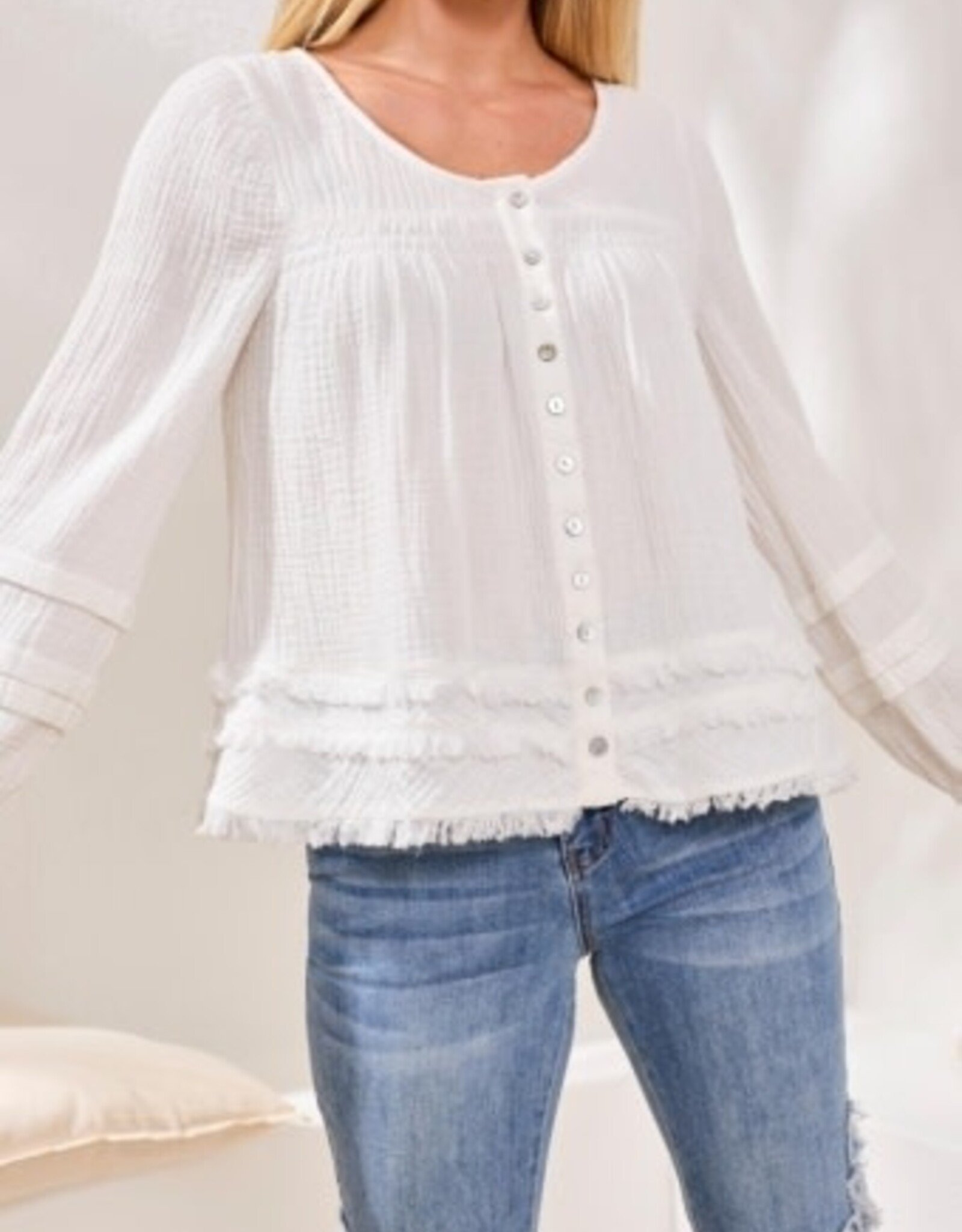 TRIBAL Gauze Button Front  Blouse