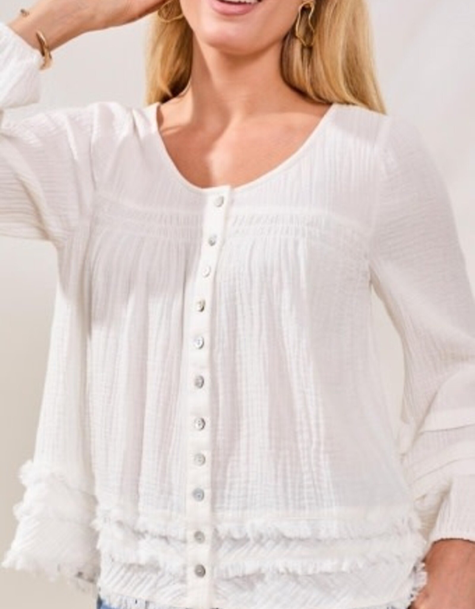 TRIBAL Gauze Button Front  Blouse
