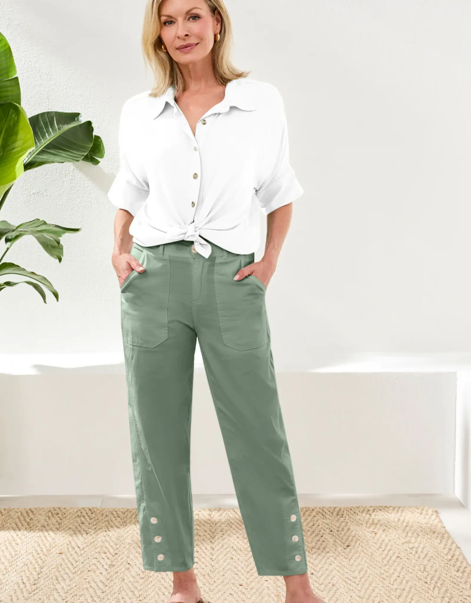 TRIBAL Fly Front Ankle Pant