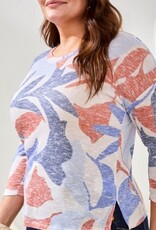 TRIBAL 3/4 Sleeve Floral Crewneck Top