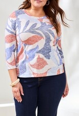 TRIBAL 3/4 Sleeve Floral Crewneck Top