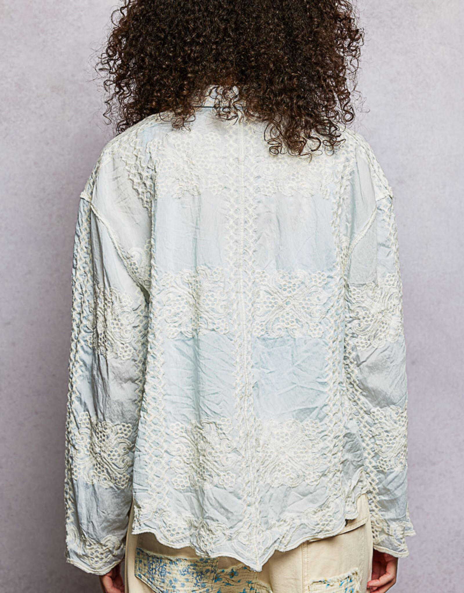 POL Clothing Embroidered Lace Shirt