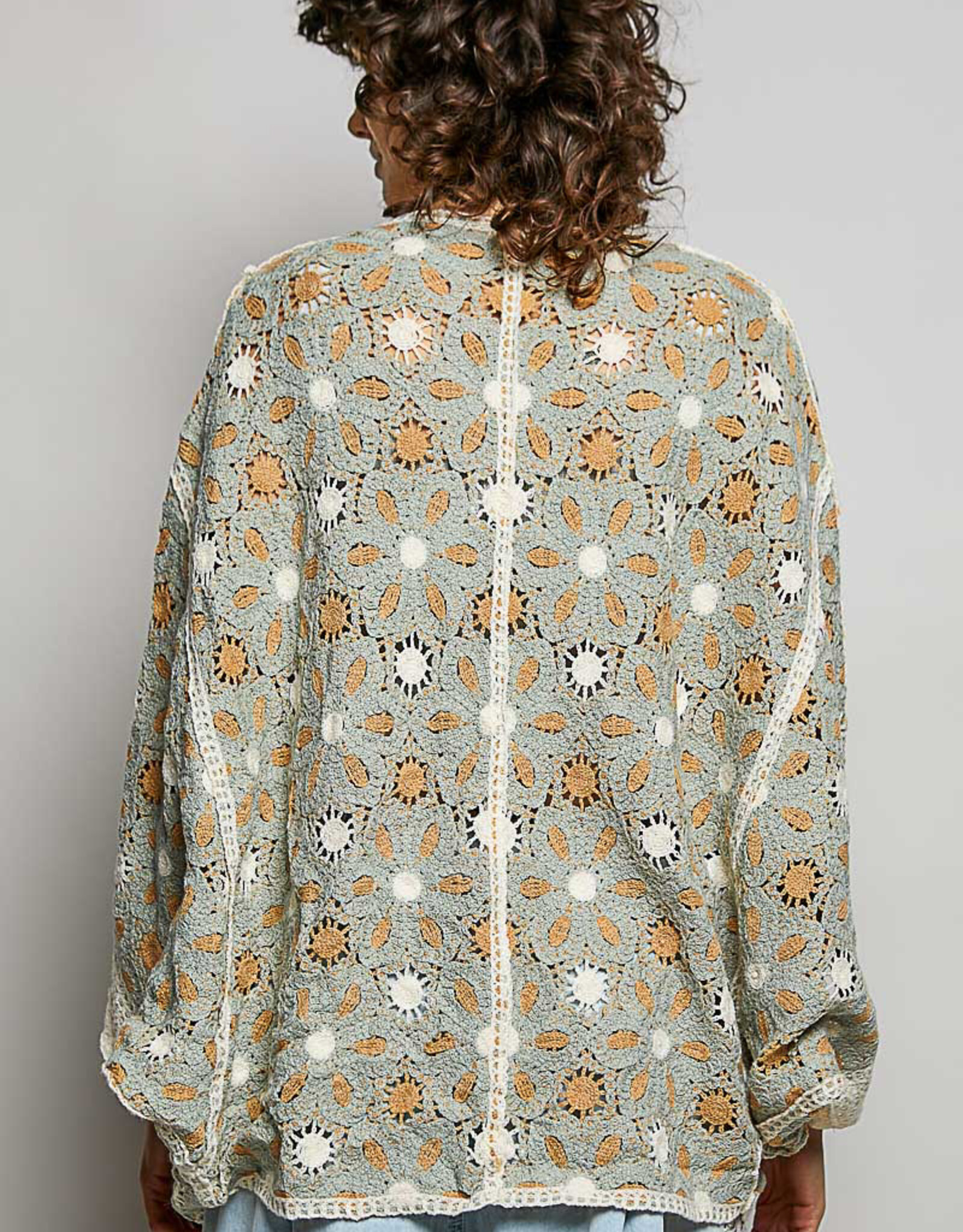 POL Clothing Dolman Crochet Sweater