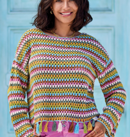 TRIBAL Open Knit Tassel Sweater