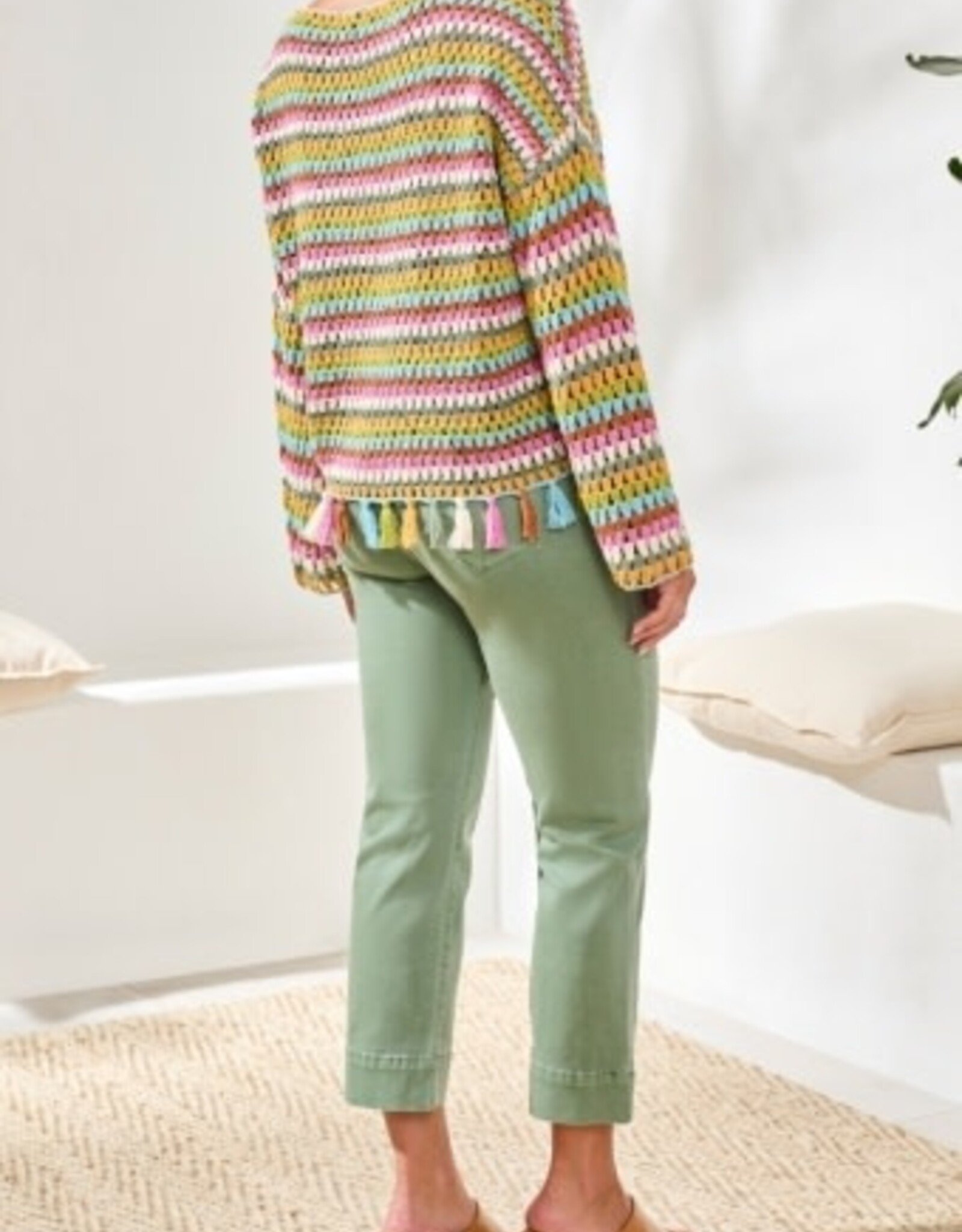 TRIBAL Open Knit Tassel Sweater