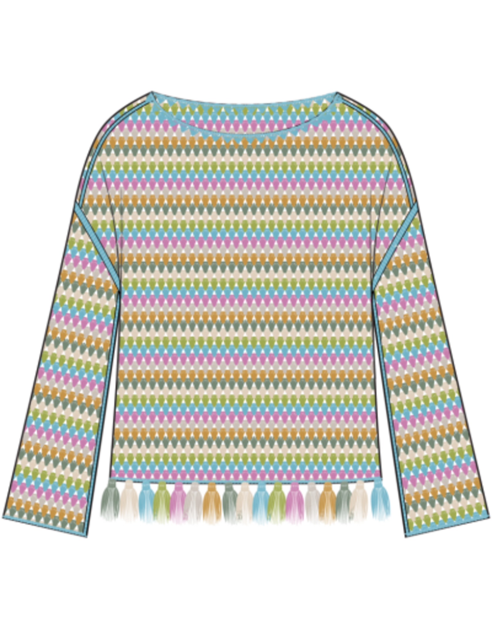 TRIBAL Open Knit Tassel Sweater
