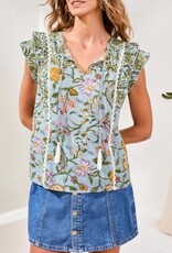 TRIBAL Poplin Mixed Print Blouse