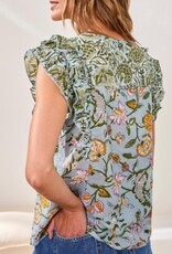 TRIBAL Poplin Mixed Print Blouse