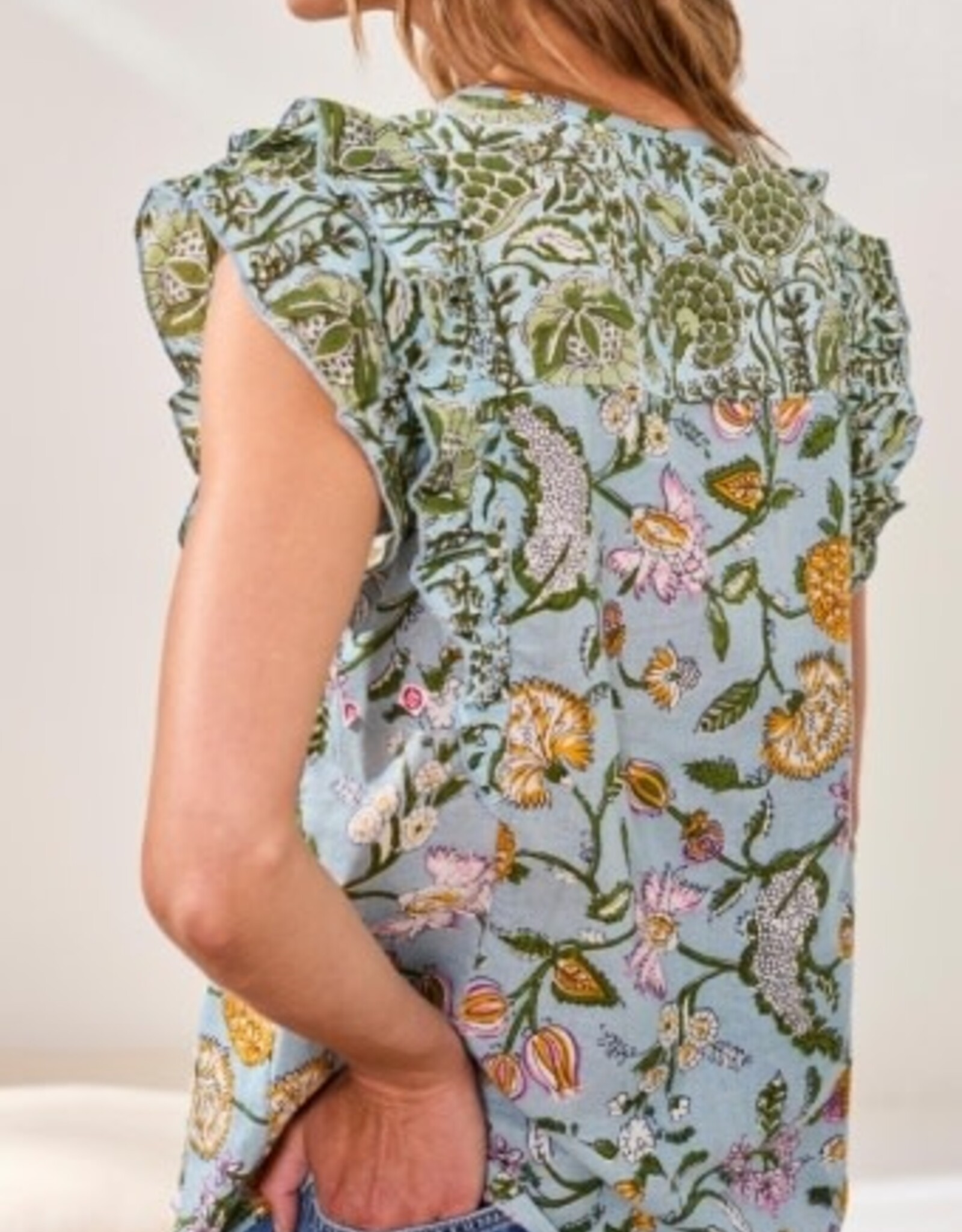 TRIBAL Poplin Mixed Print Blouse