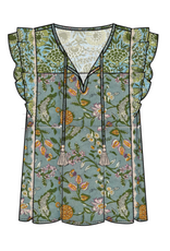 TRIBAL Poplin Mixed Print Blouse