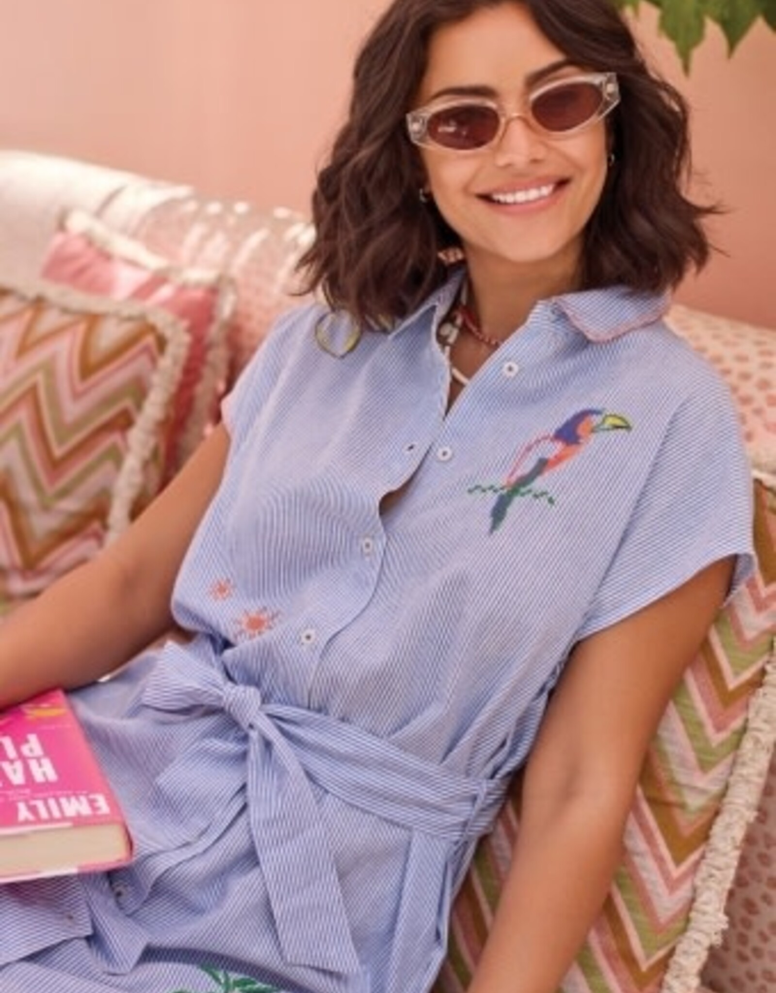 TRIBAL Embroidered Shirt Dress