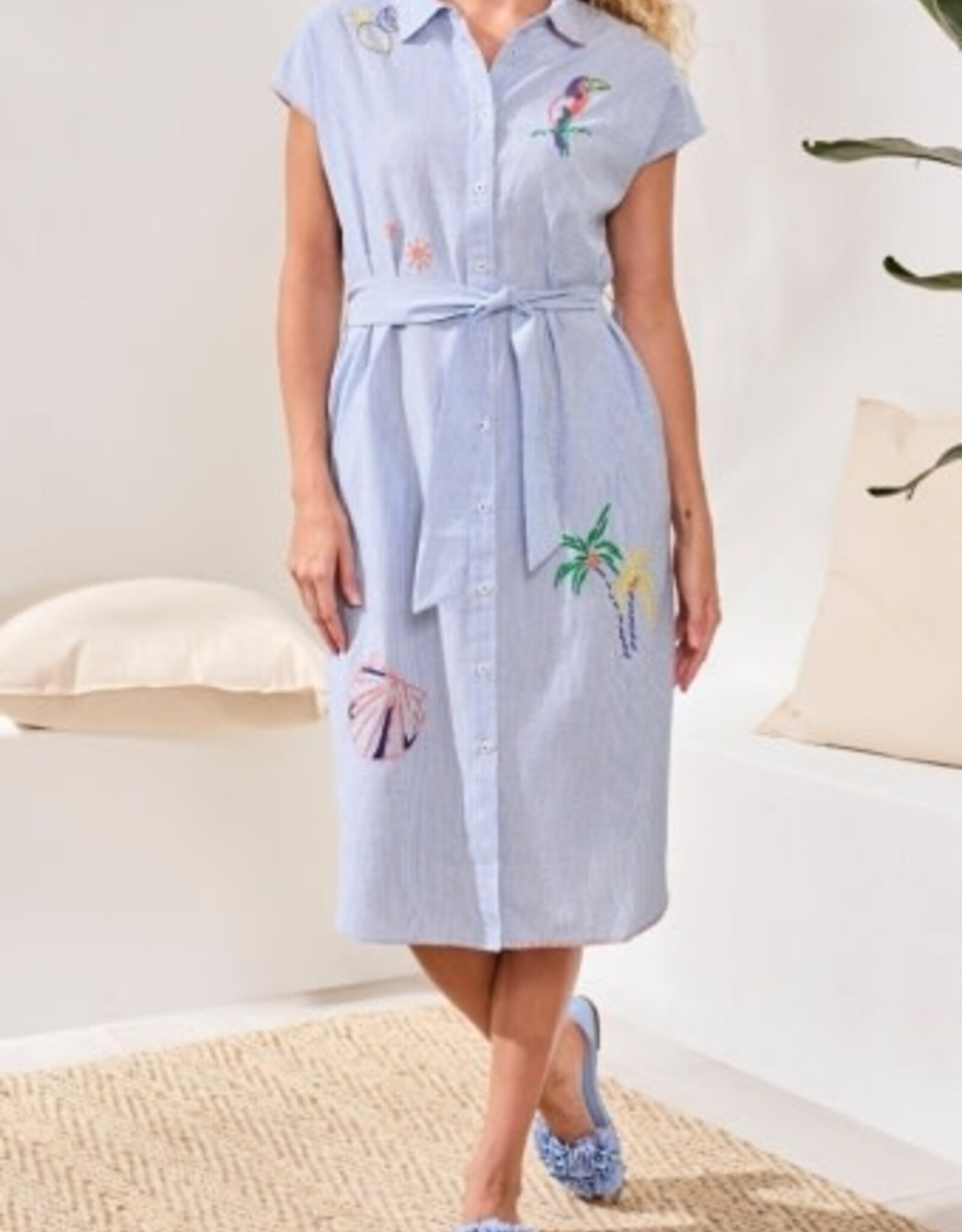 TRIBAL Embroidered Shirt Dress