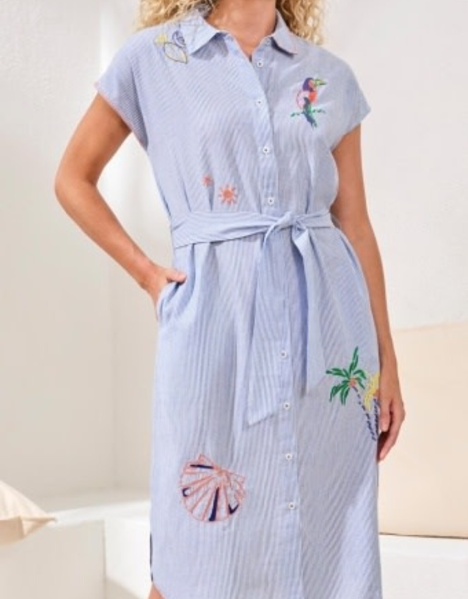 TRIBAL Embroidered Shirt Dress