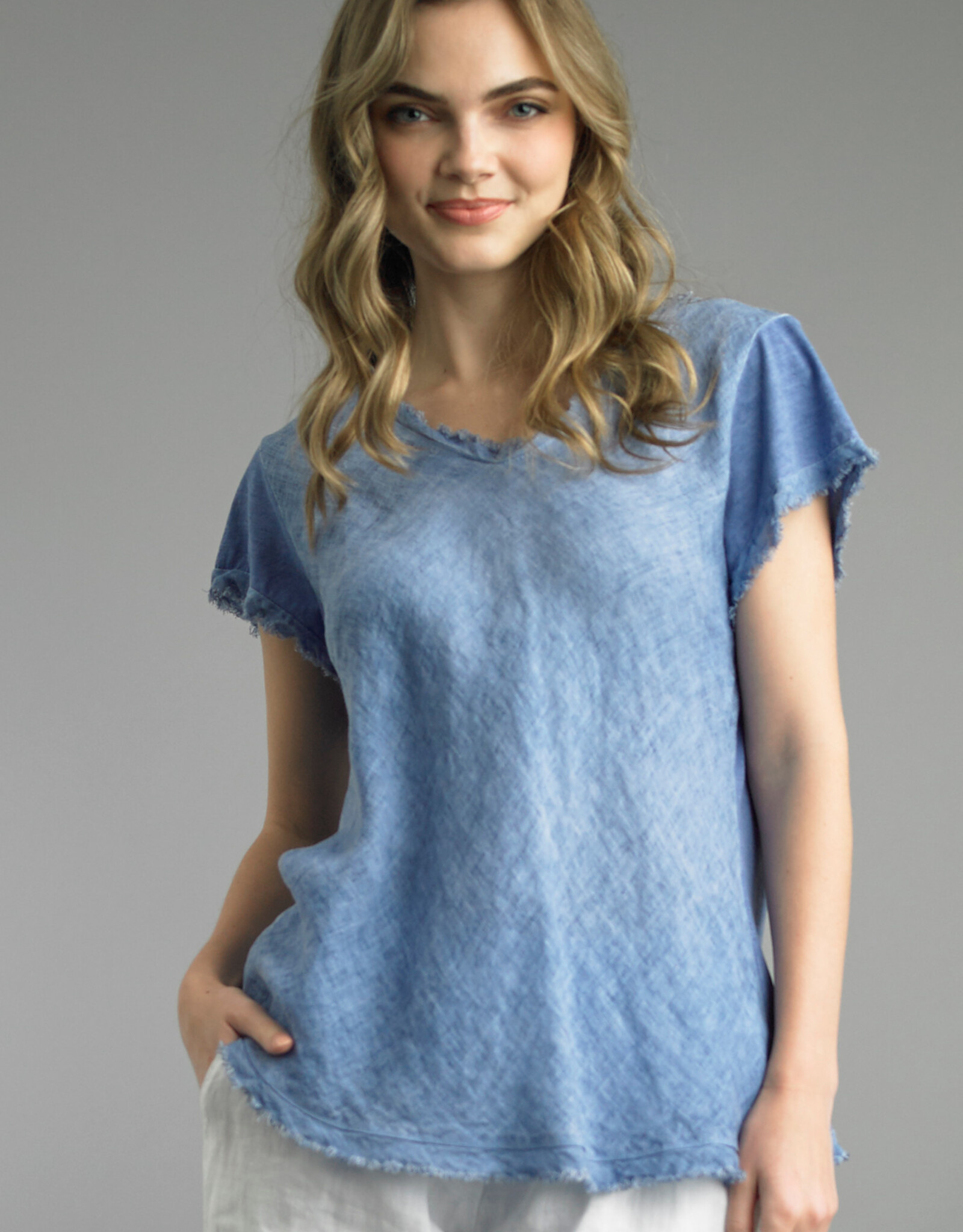 Tempo Paris Linen Fray Edge Tee