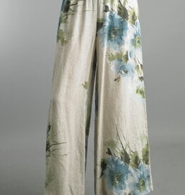 Tempo Paris Smocked Floral  Wide Leg Pant
