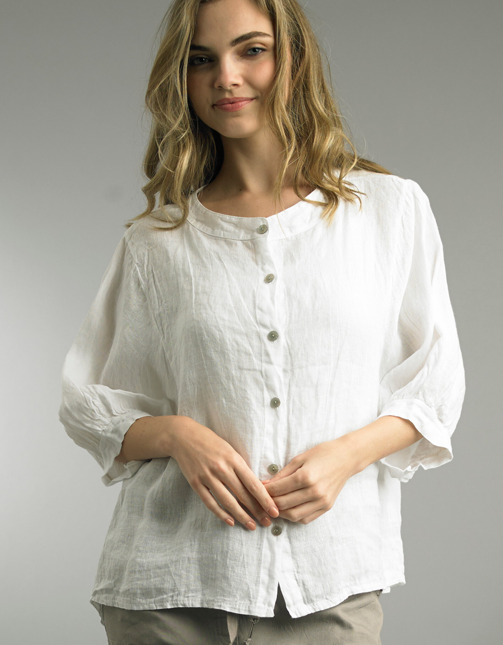Tempo Paris Button Front Linen Blouse