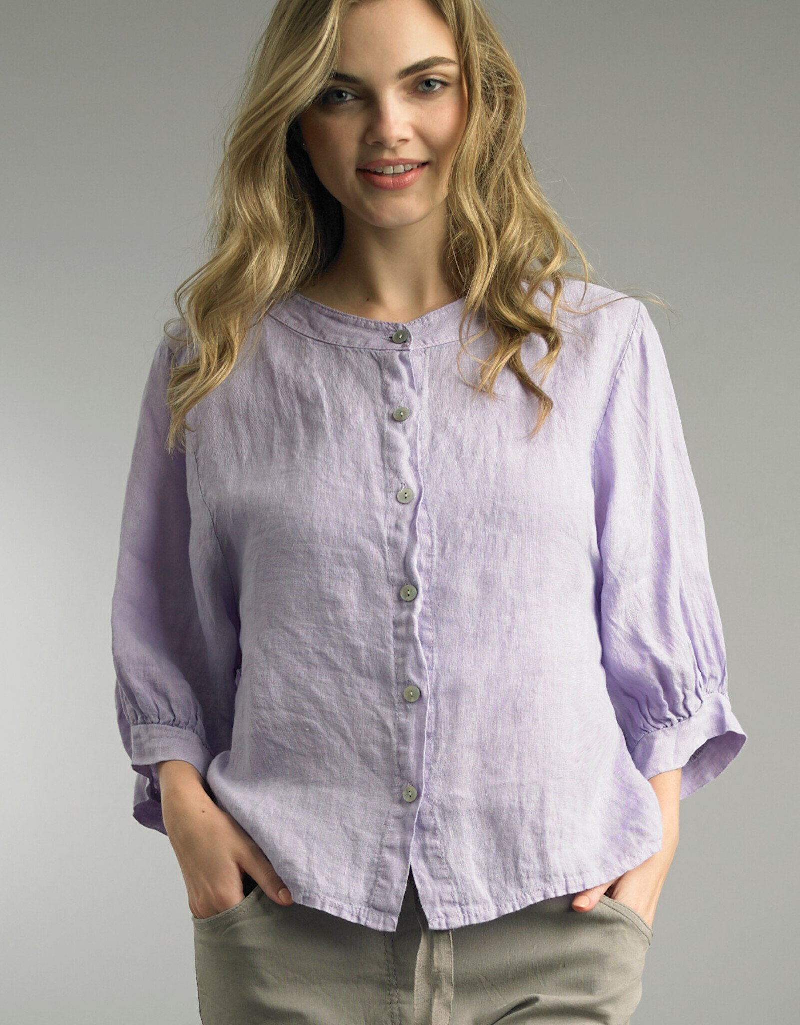 Tempo Paris Button Front Linen Blouse