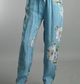 Tempo Paris Tie Front Floral Linen Pant