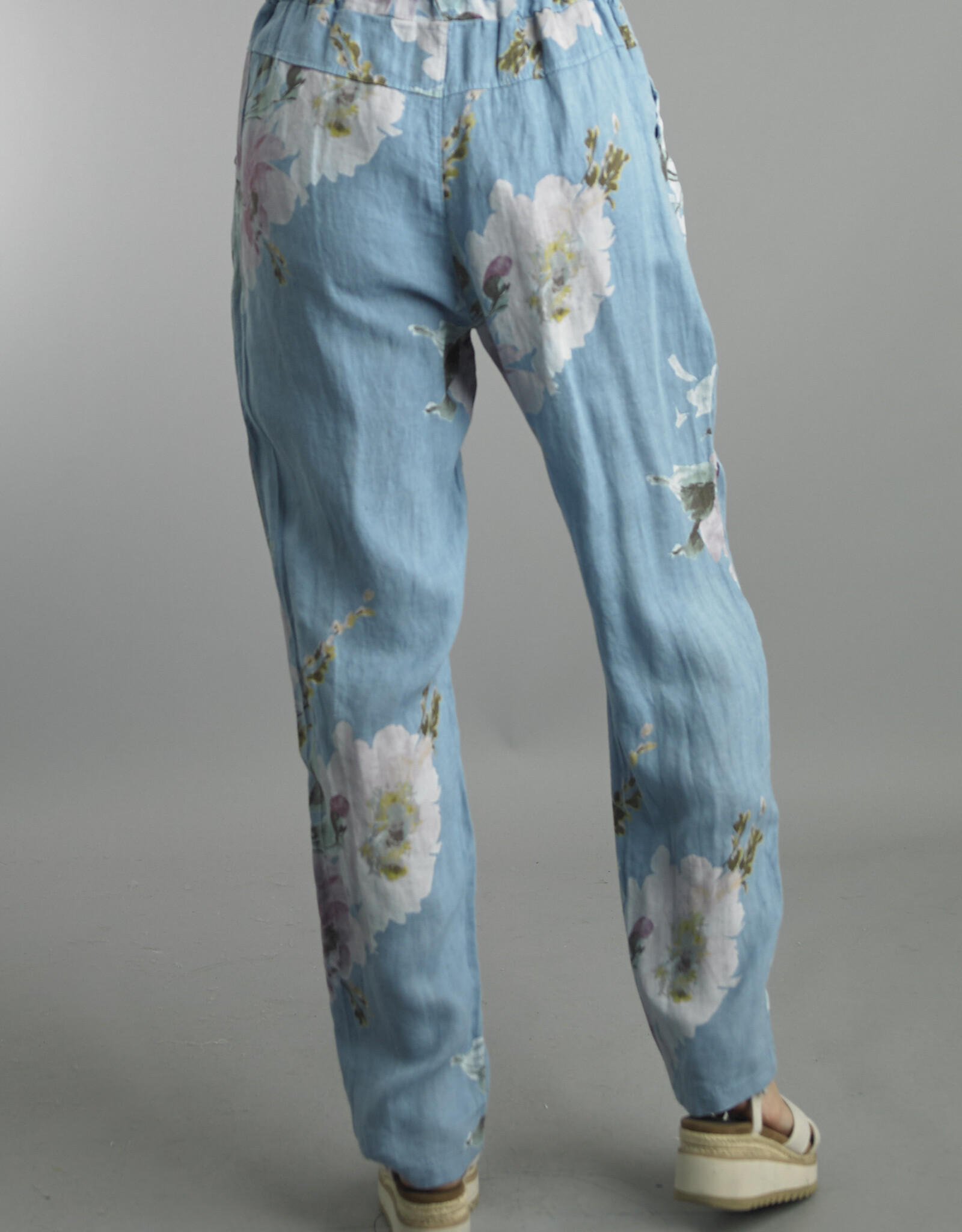 Tempo Paris Tie Front Floral Linen Pant