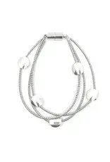 Sea Lily Three Stand Bracelet with Silver Discs