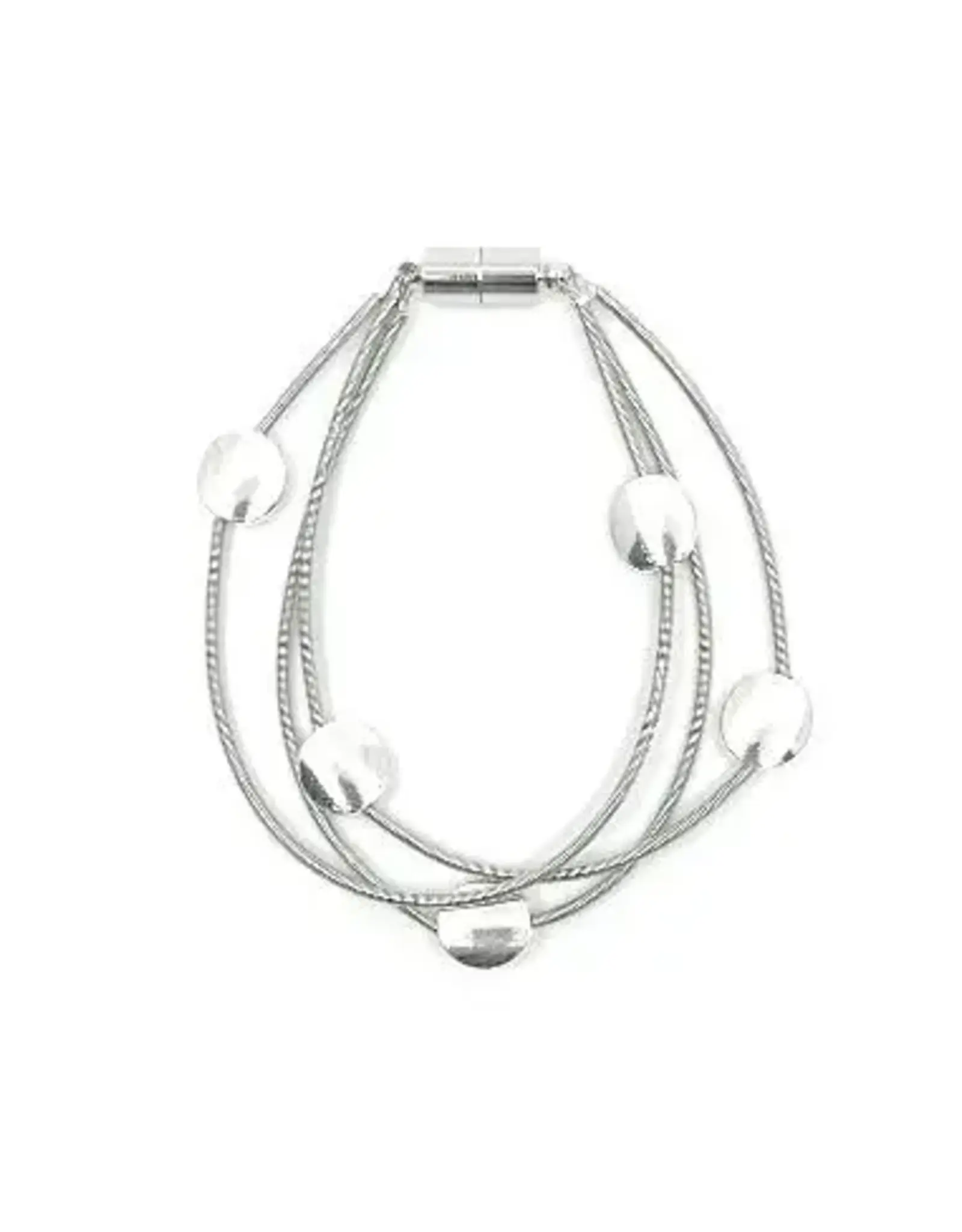 Sea Lily Three Stand Bracelet with Silver Discs