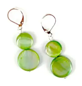 Sea Lily Mother of Pearl Coin Earrings