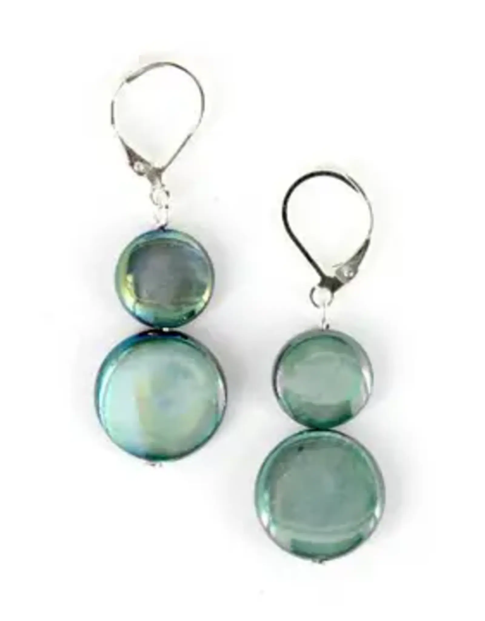 Sea Lily Mother of Pearl Coin Earrings