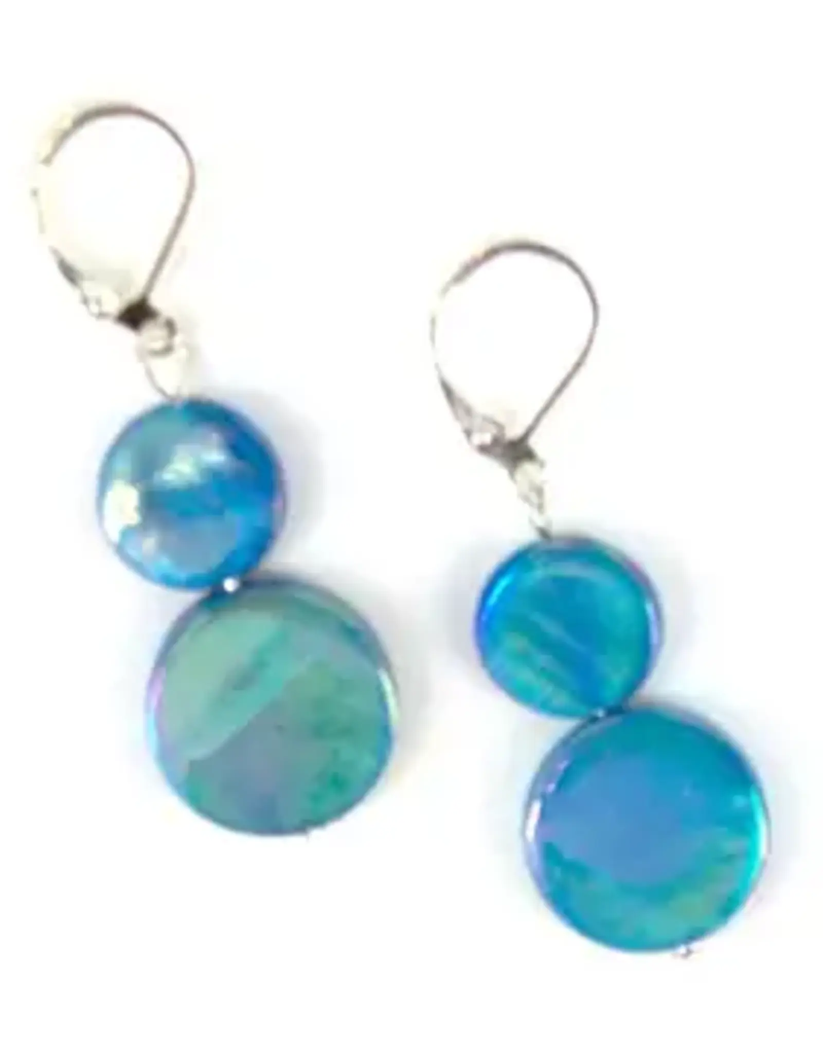 Sea Lily Mother of Pearl Coin Earrings