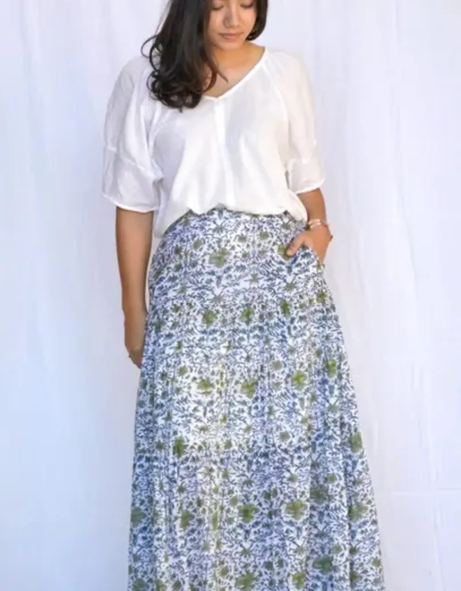 Dolma Handblock Cotton Tier Skirt