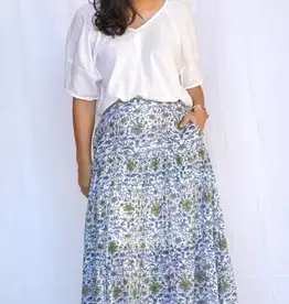 Dolma Handblock Cotton Tier Skirt
