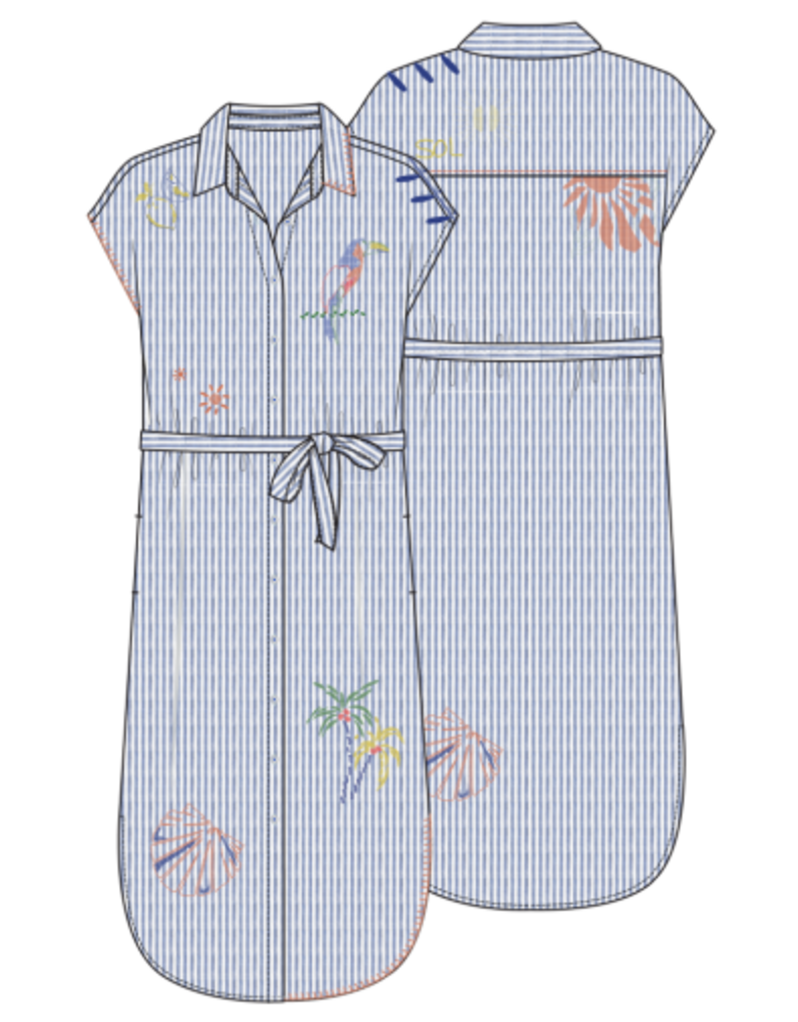 TRIBAL Embroidered Shirt Dress