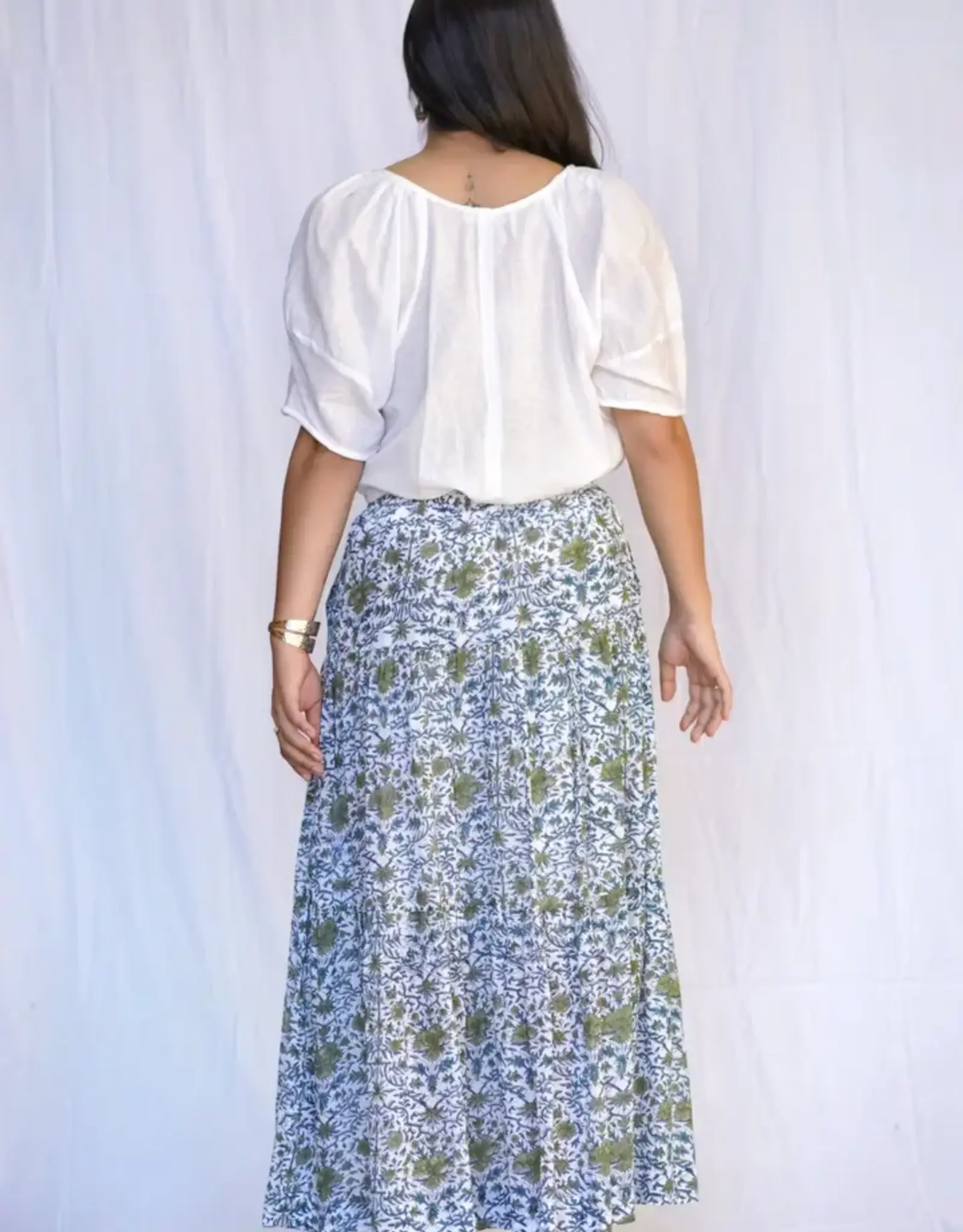 Dolma Handblock Cotton Tier Skirt