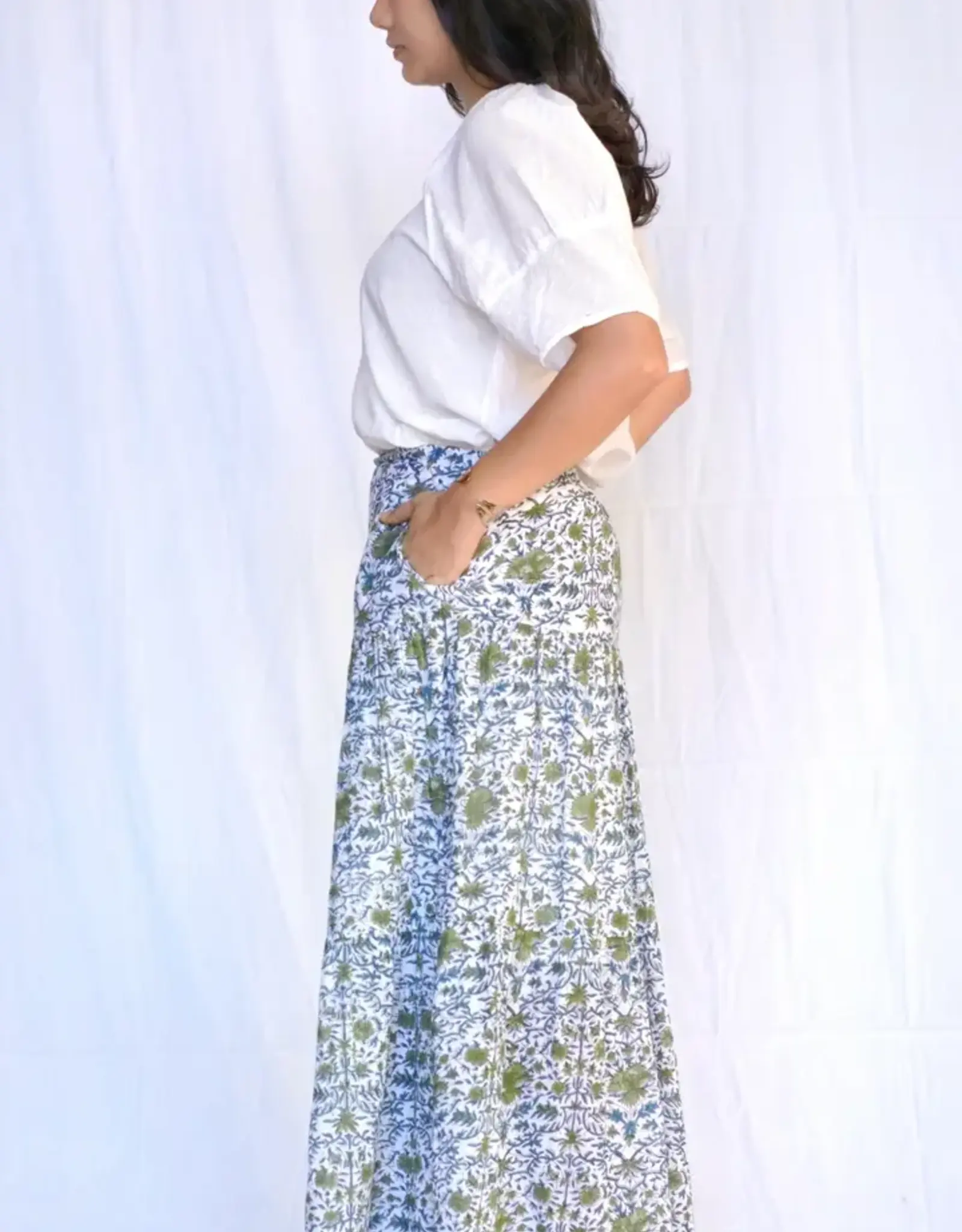 Dolma Handblock Cotton Tier Skirt