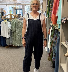 Saga Striped LInen Overalls