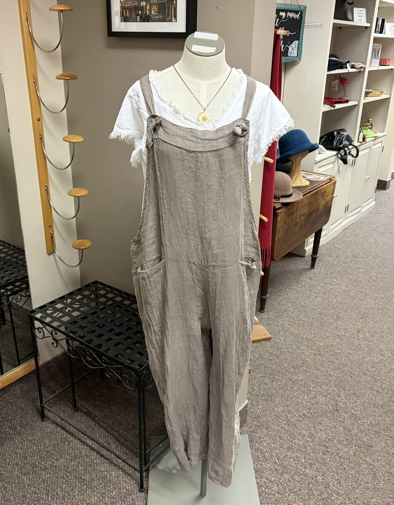 Saga Striped LInen Overalls