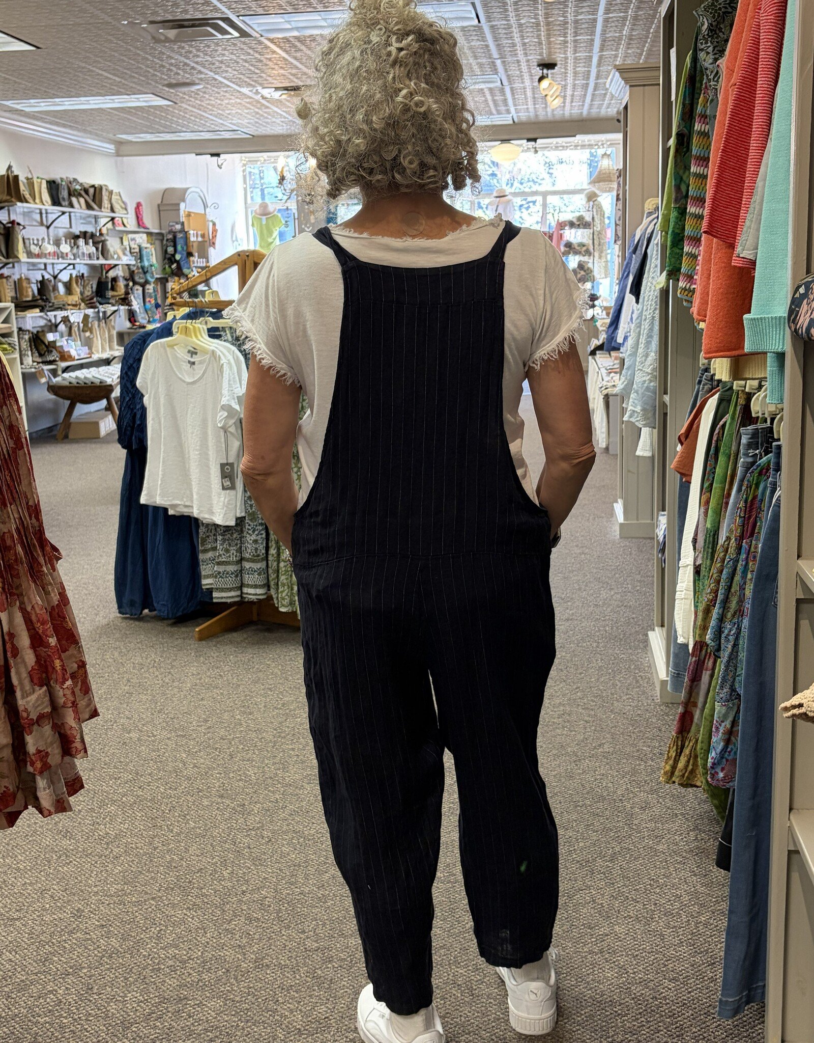 Saga Striped LInen Overalls