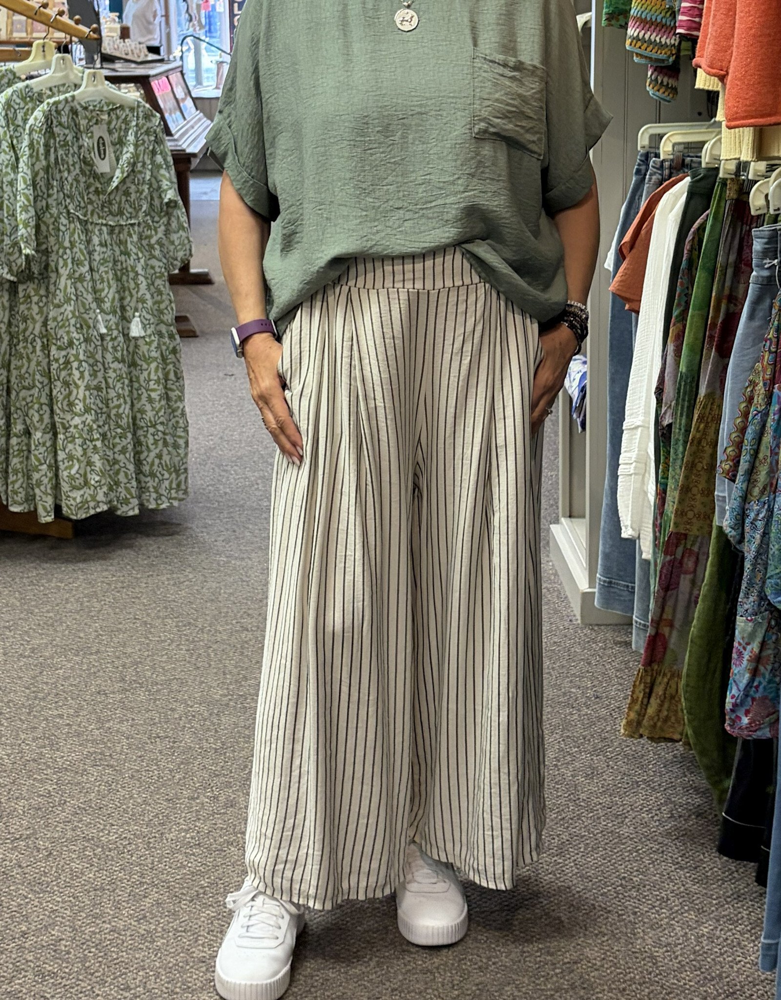 Saga Striped Wide Leg Cargo Pant